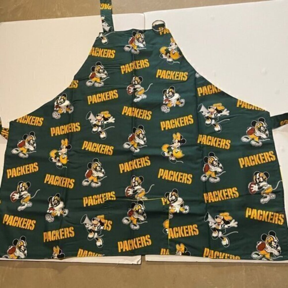 Green Packers Adult Barbeque Apron with Mickey Mouse Cartoon Characters